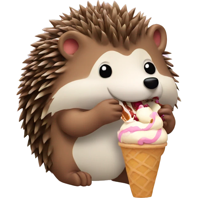 Hedgehog eating ice cream emoji