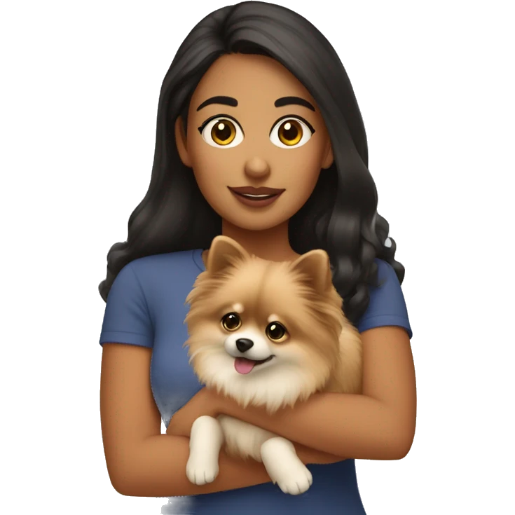 Latina girl with Pomeranian emoji