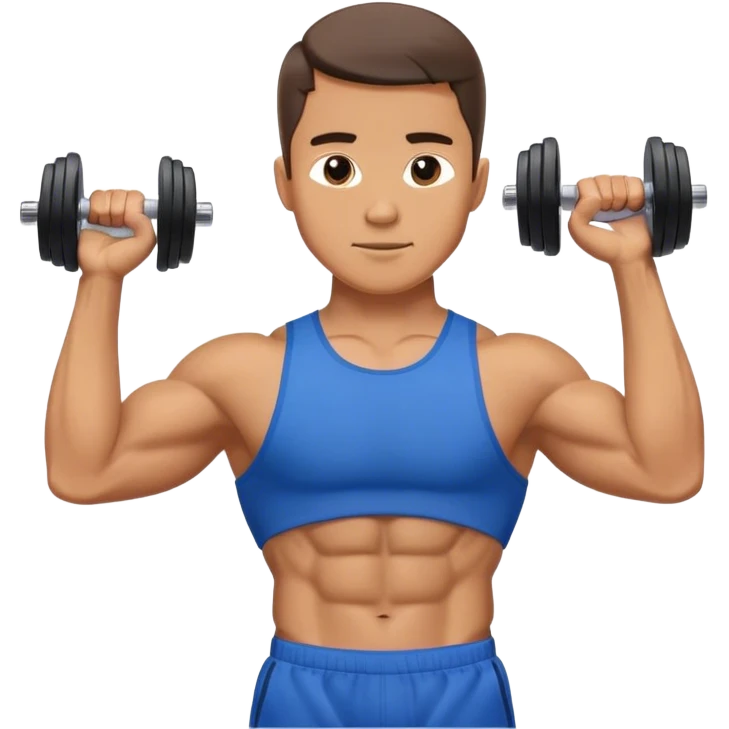 man with blue shorts doing dumbbell lateral-raise (T-pose) side-deltoid exercise emoji