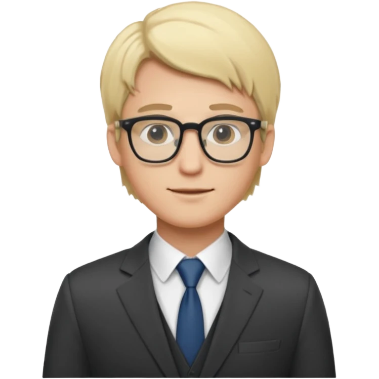 Light-haired man, with fair skin, dressed in a suit, young, with glasses, a trader, half-length shot emoji