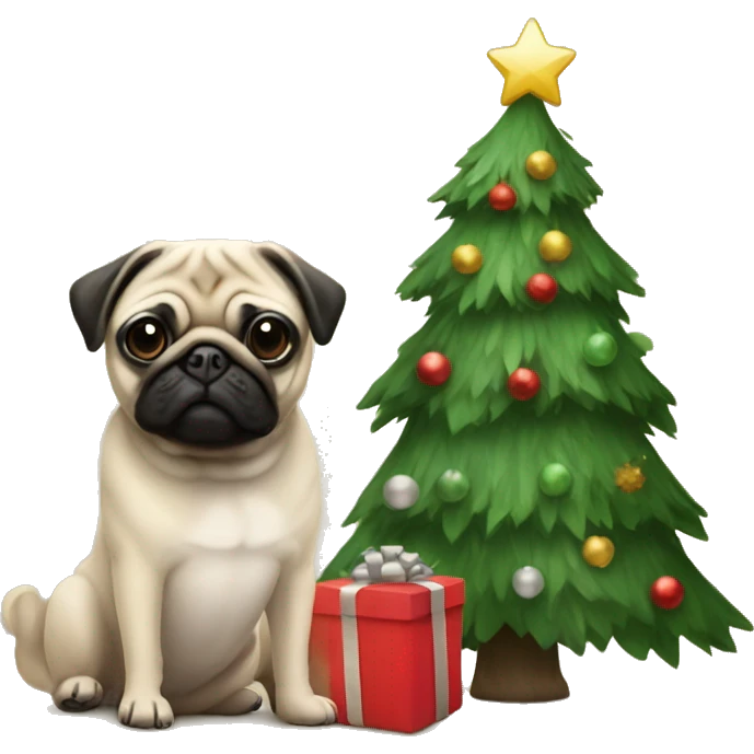 Christmas tree and pug emoji