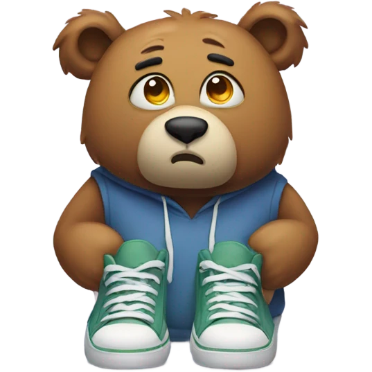 Sad bear wearing shoes emoji