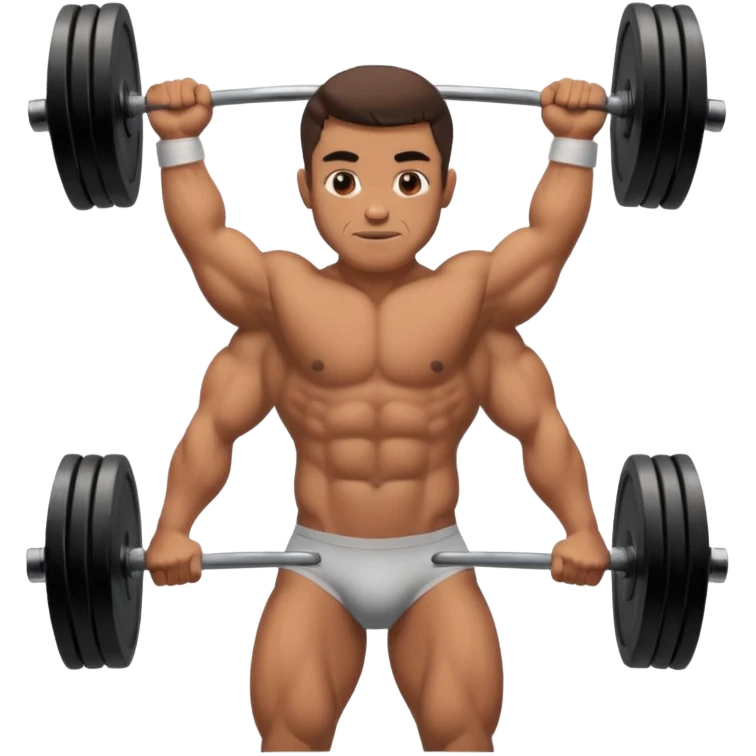 a fully nude man weighlifting emoji