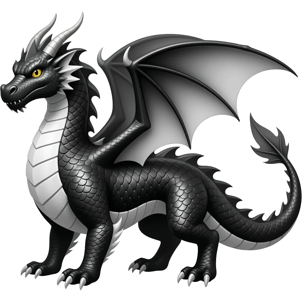 Dragón de color negro y blanco emoji