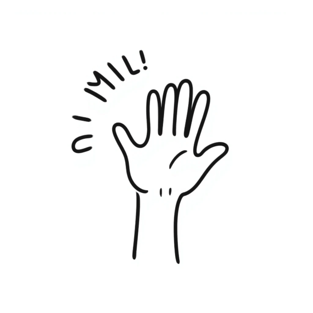 mano saludando, estilo doodle simple emoji