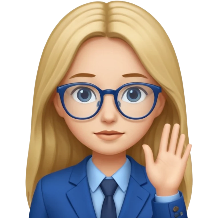 long hair girl with eyeglasses and blue suit emoji