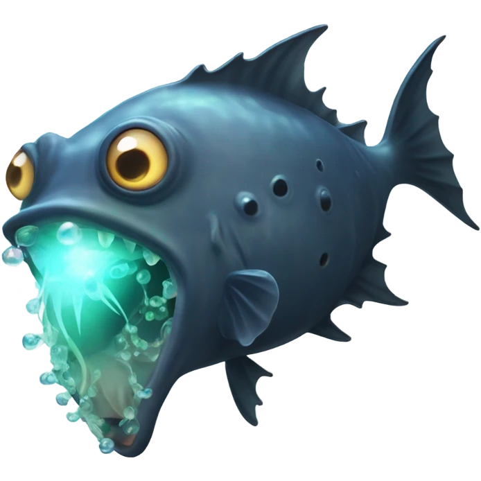 Anglerfish with glowing lure, sharp teeth, and big eyes. emoji