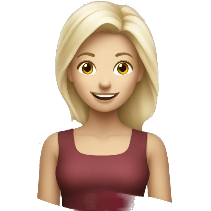 Happy blonde woman with a flag of Latvia emoji
