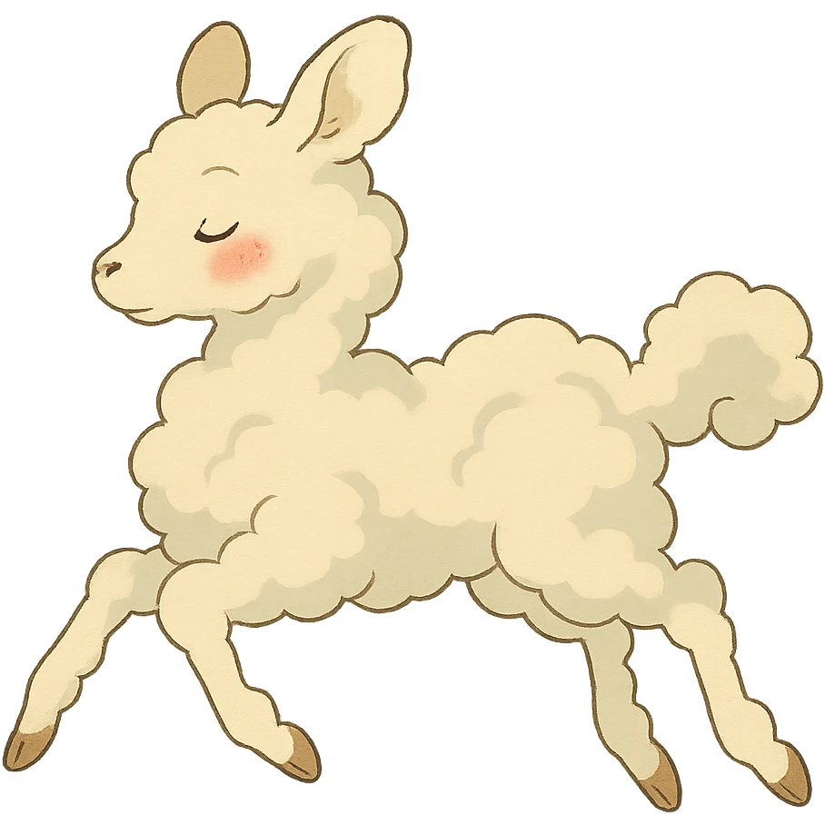 soft vanilla cloud doe with rosy cheeks, floating gracefully in the air, ghibli style emoji