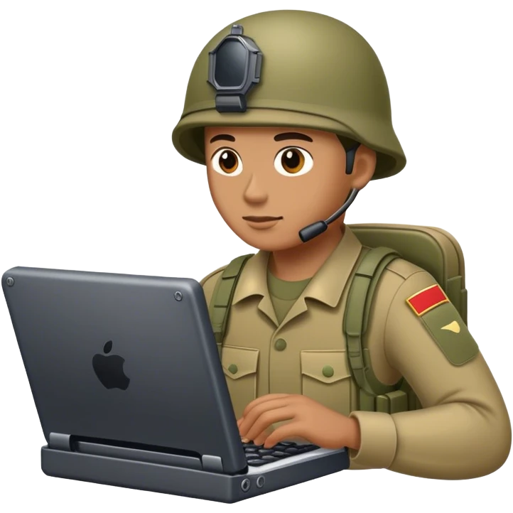 Soldier on a computer portable emoji
