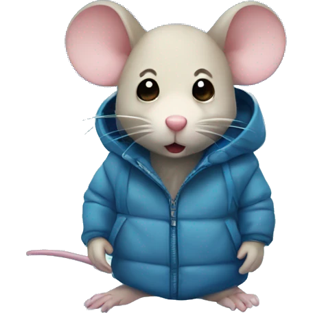 A boy mouse wearing a parka inside an icecube emoji