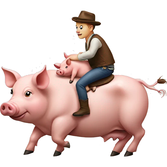 Pig riding a cows back emoji