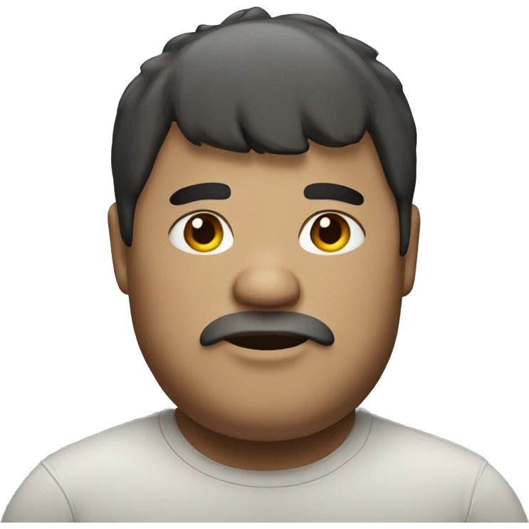 Chubby man with bangs emoji