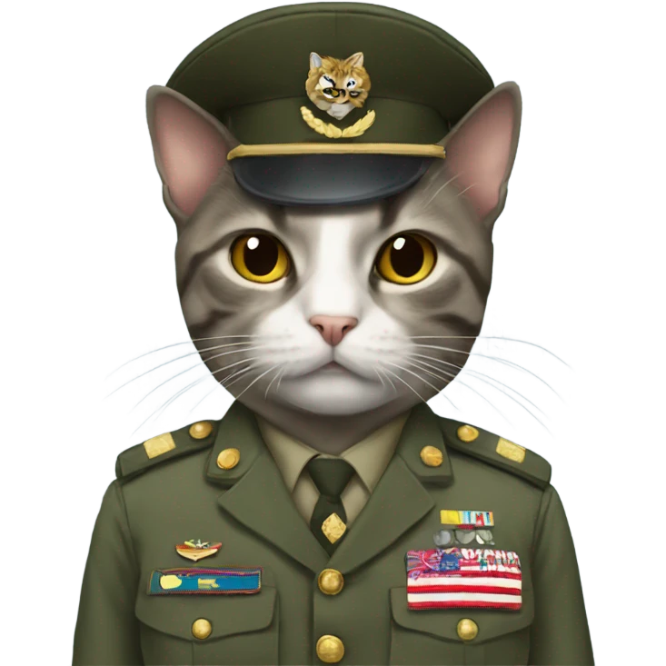 Cat wearing a army general uniform  emoji