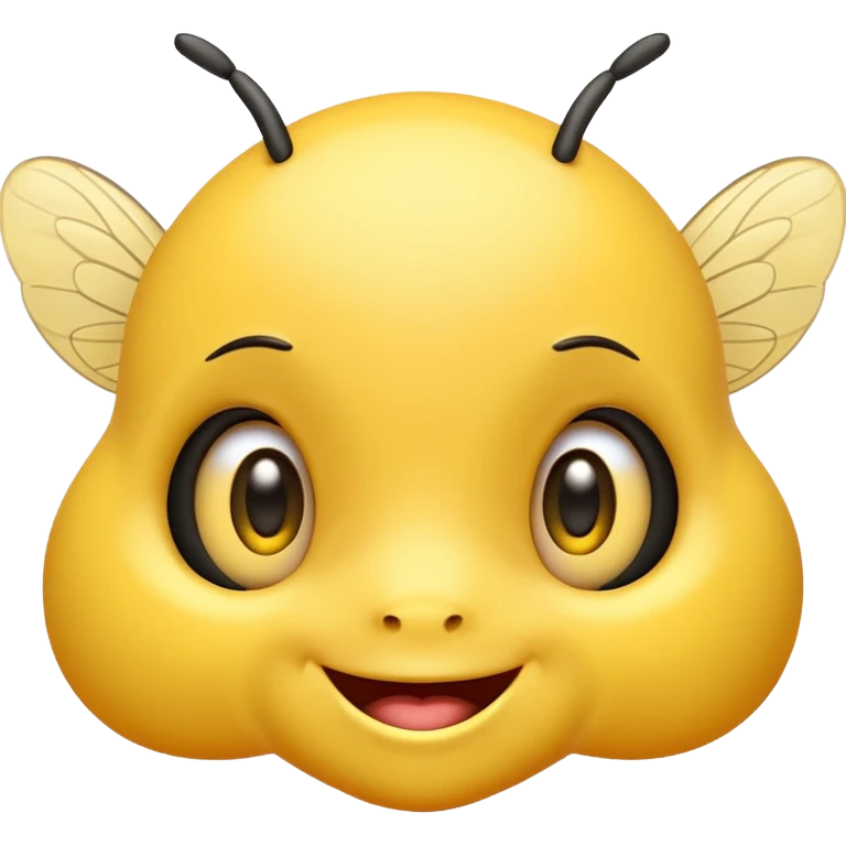 Yellow big shiny eyes emoji smiling and blushing with Bumblebees around it and its happy emoji
