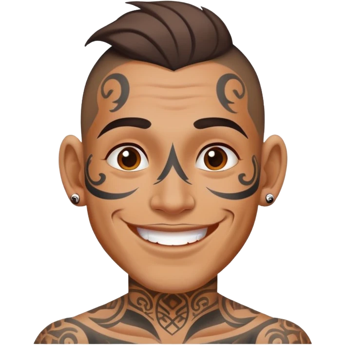 man with face tattoos, smiling emoji