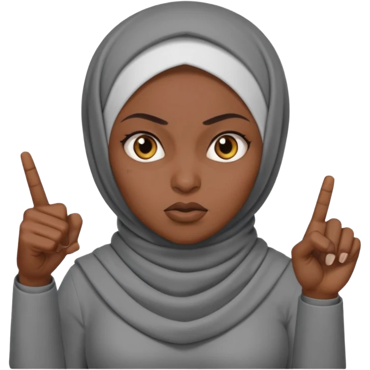сердитая черная женщина мусульманка показывает рукой в право  emoji