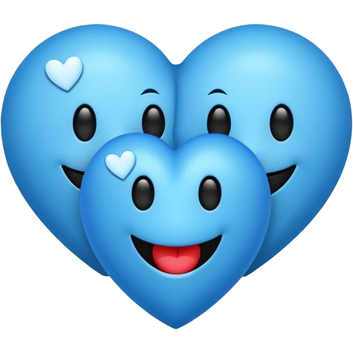 black smiley face with three blue hearts emoji