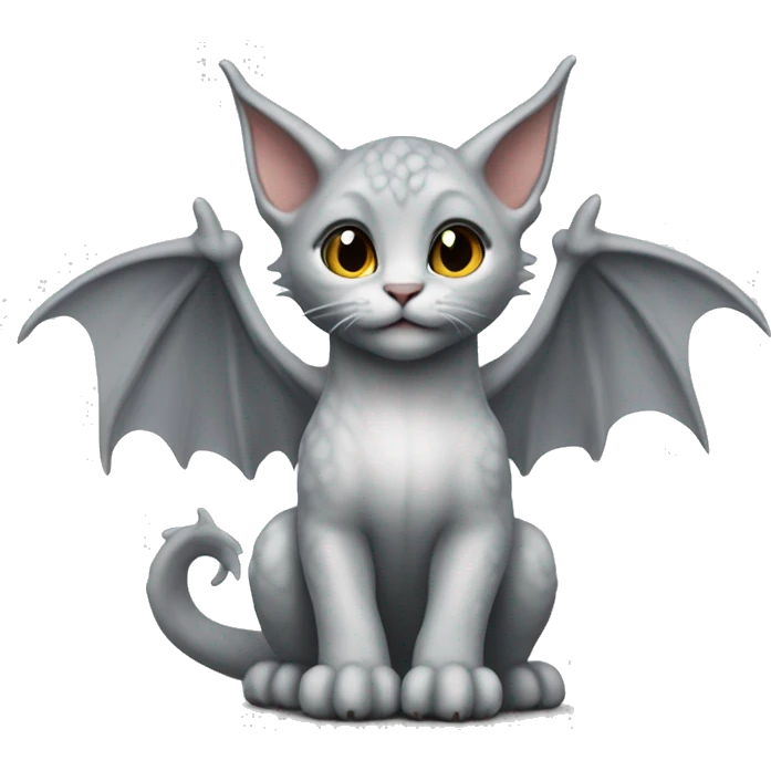  dragon wings on tiny light grey kitten emoji