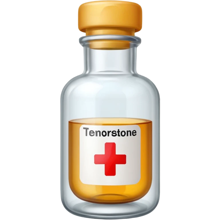 small medicine bottle written testosterone on it emoji