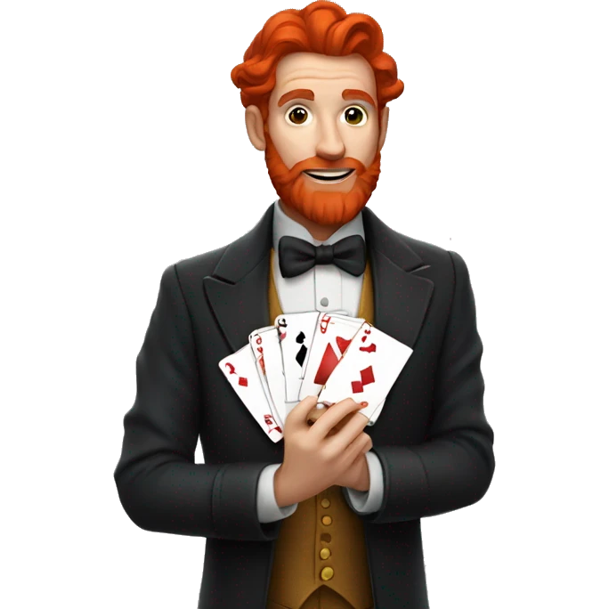 Magician with red beard holding cards emoji