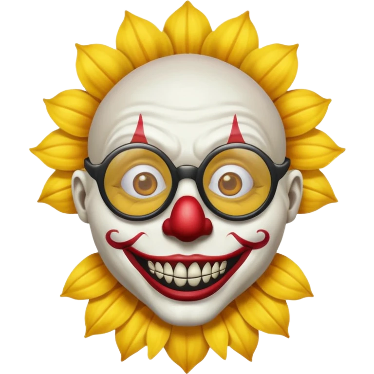 The terrifier clown wearing sunflower glassess, cartoon emoji