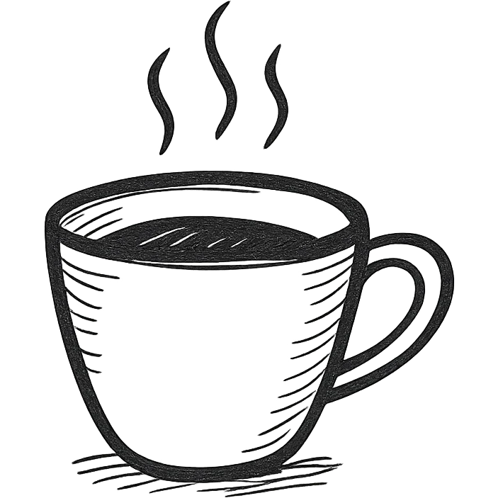 hand drawn outlined icon of a coffee cup, no fill emoji