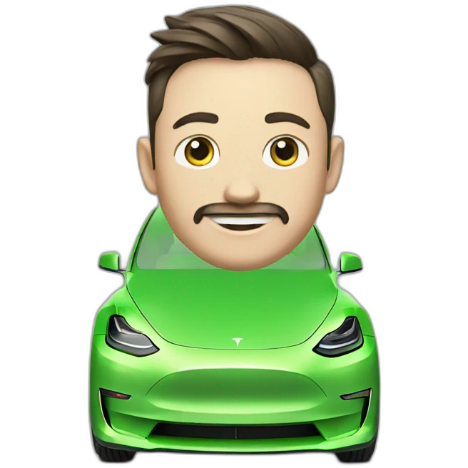 Tesla model 3 green emoji