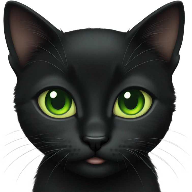 Black kitten with green eyes emoji