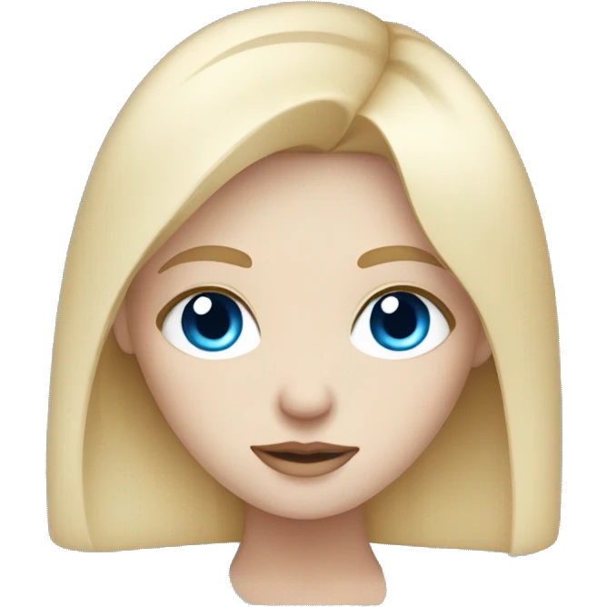 Pale girl with blue eyes and blonde hair and long eyelashes  emoji