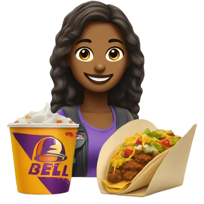 Girl eating taco bell emoji