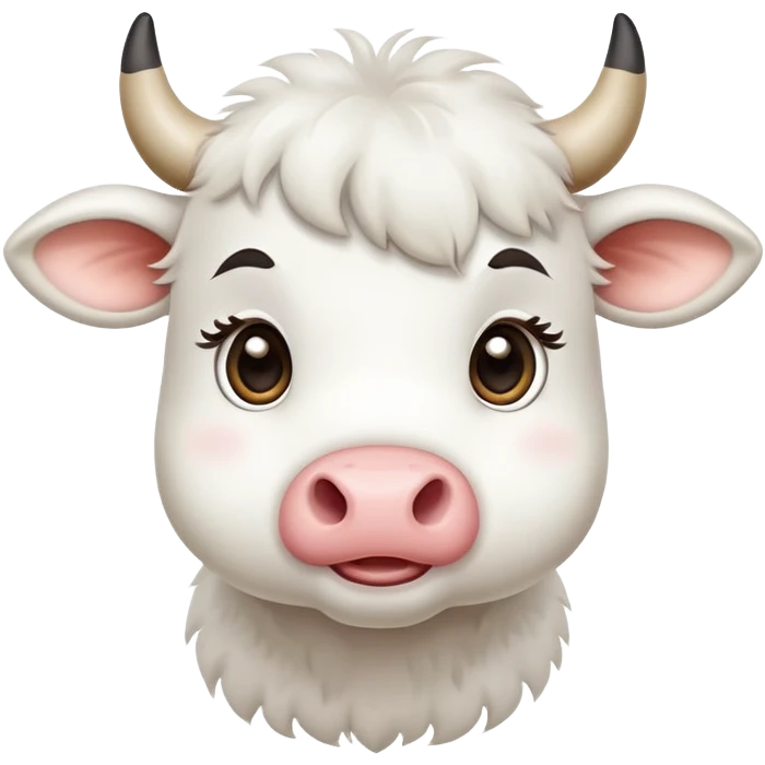 White cow with adorable cute expression that makes you say awww emoji