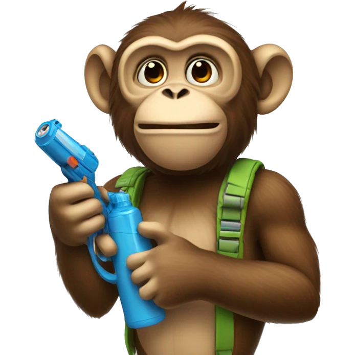 Monkey holding a water gun emoji