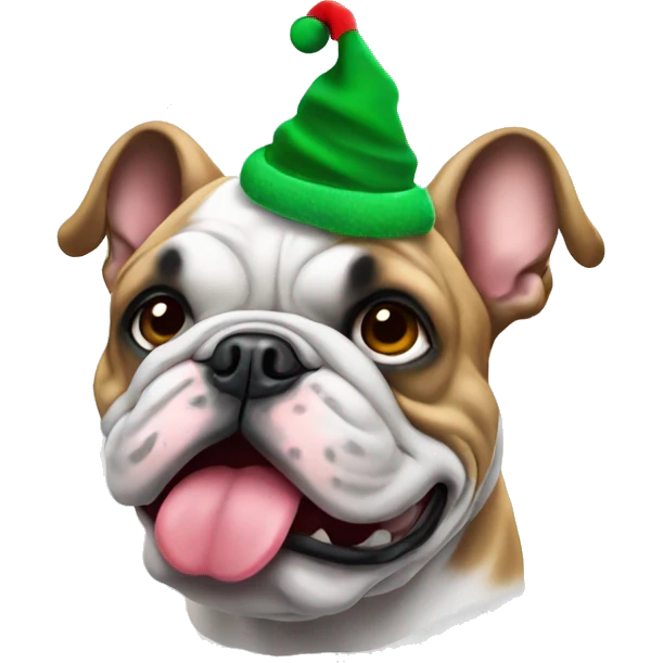 France bulldog with Christmas hat emoji