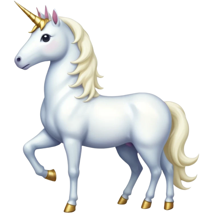 Create a single emoji of a Unicorn in full body, shown at a slight side angle in a natural, characteristic pose with a horn. clearly recognizable. No background.
 emoji