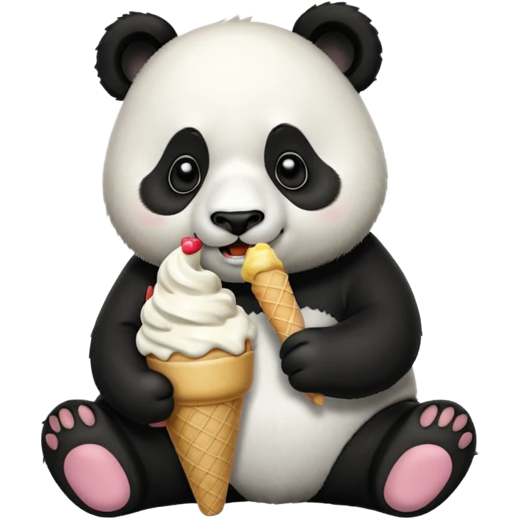 Panda eating ice cream emoji