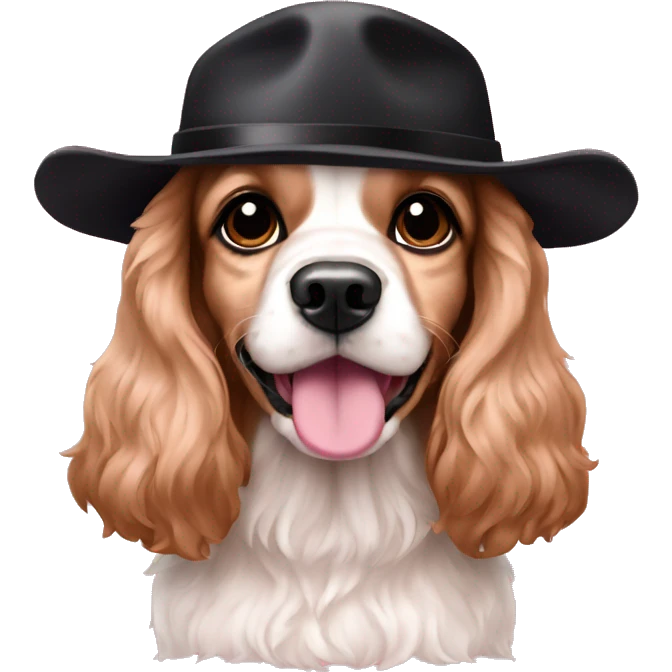 Cocker/cavalier spaniel black pink hat emoji