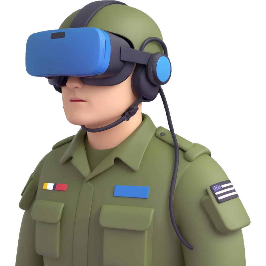 A military man wearing a VR helmet emoji