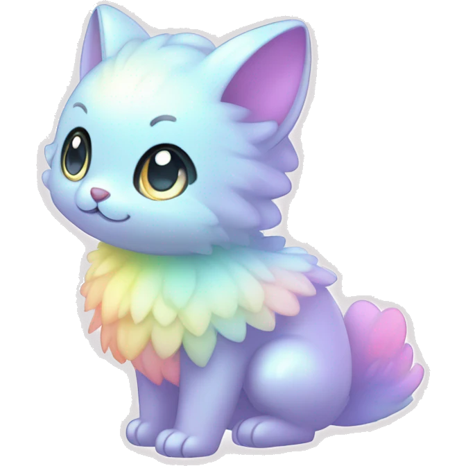 Shiny Kawaii Innocent Shy Baby Sparkly Colorful Pastel Fluffy beautiful fantasy Kawaii Ethereal Sona Fakemon-animal Full Body emoji