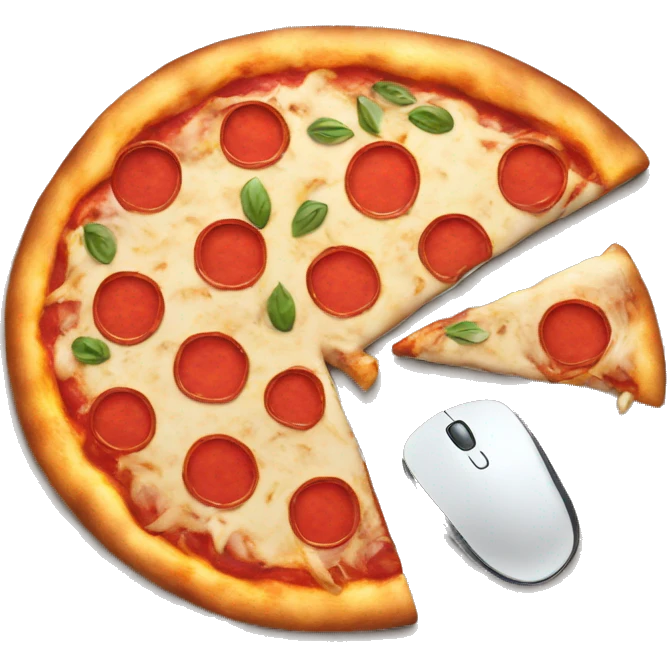 Pizza with keyboard and mouse emoji