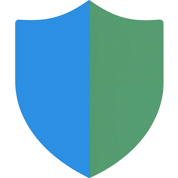 blue and green shield icon, flat color style emoji