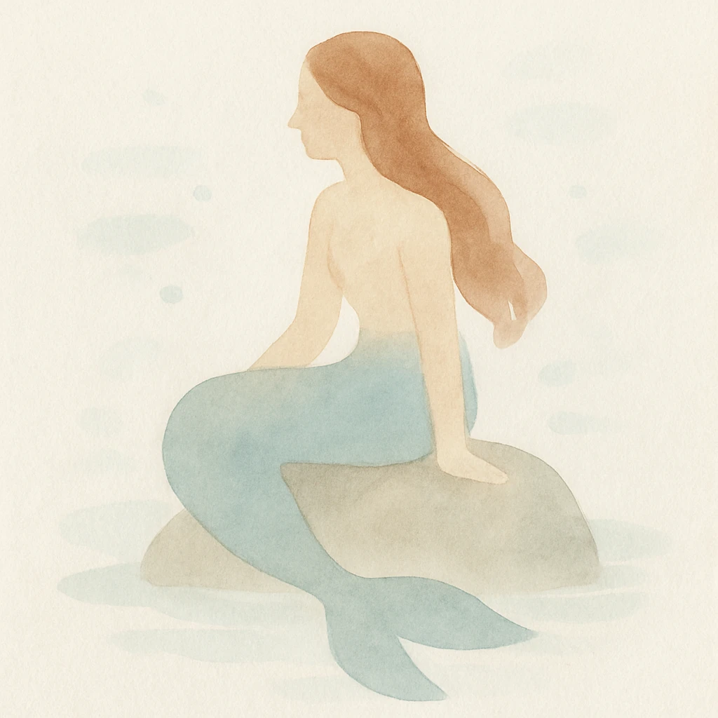 mermaid sitting on a rock underwater, watercolor art style, dreamy atmosphere emoji