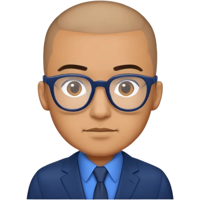 Buzz cut Latino with black glasses and with dark blue suit  emoji