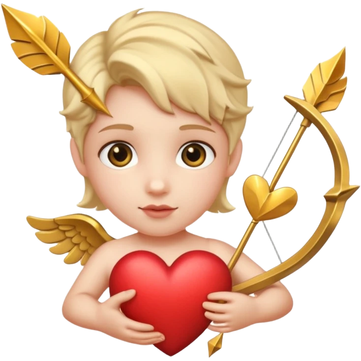 Realistic Cupid holding his heart bow emoji