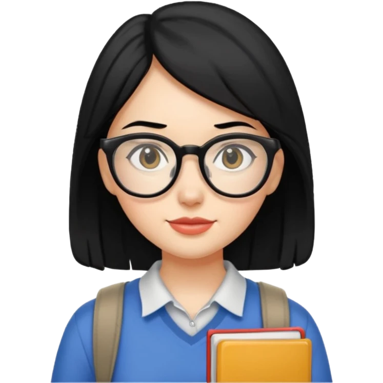 a female college student, and black hair, no back pack emoji