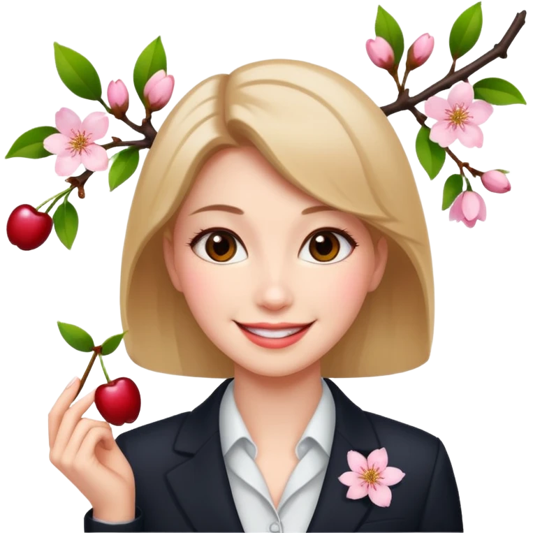 business woman with cherry blossom emoji