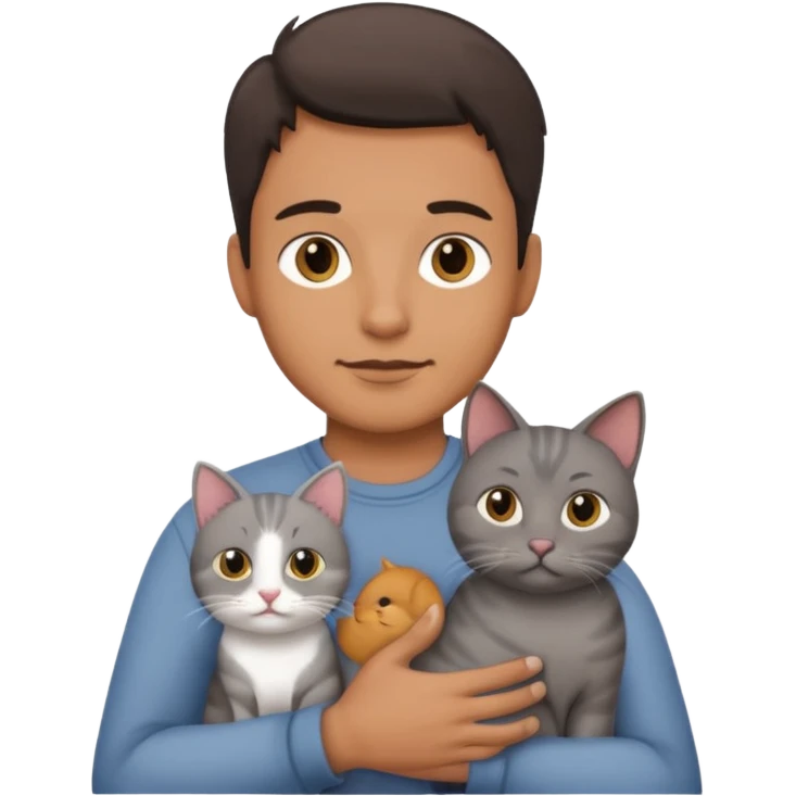 A man holding a cat emoji