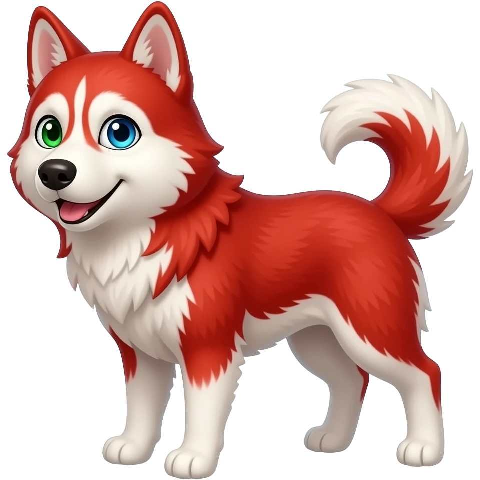 Red husky with left eye green and right eye blue emoji