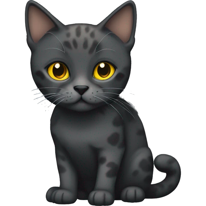 dark gray tortoiseshell cat with yellow eyes emoji