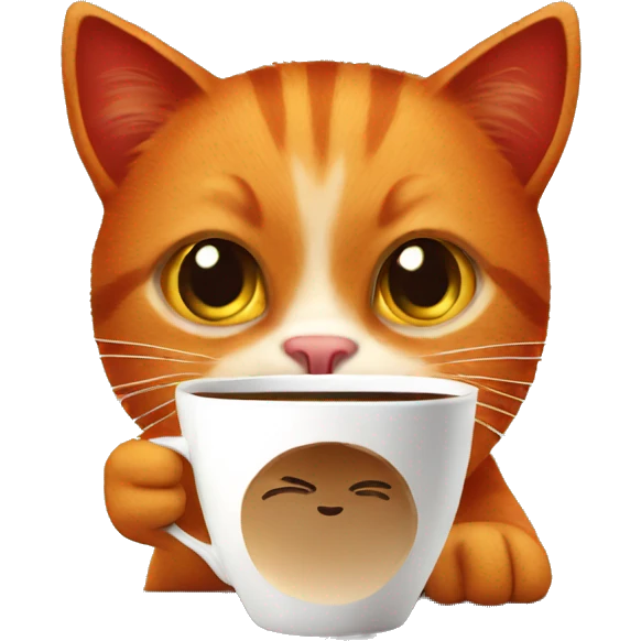 red cat with coffee  emoji